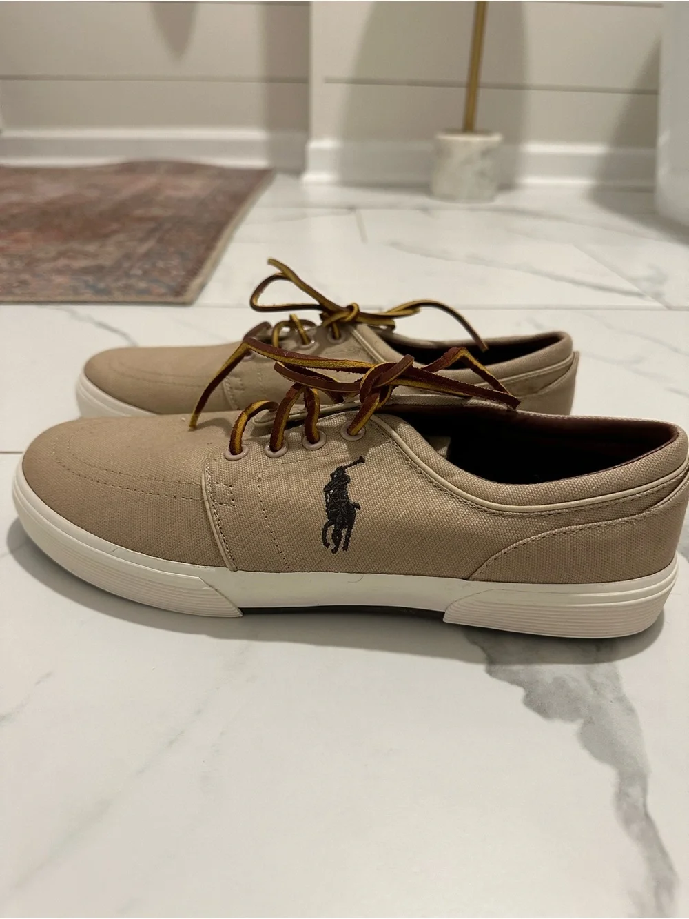 Polo by Ralph Lauren Beige Canvas Boat Shoes